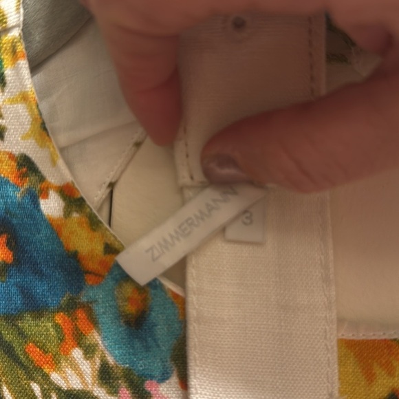 Zimmermann Estelle Floral Print Mini Belted Flared Dress In Multicolor Linen - Picture 9 of 10